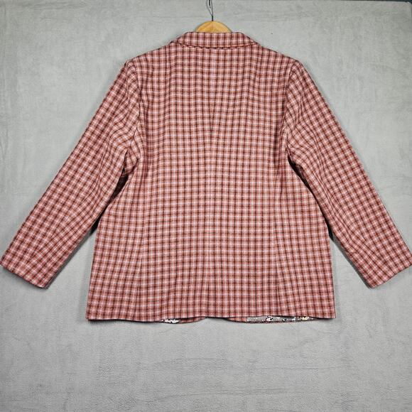 Sundance Blazer Womens XL The Lisa Wool Jacket Pink Plaid Academia Preppy Office - Picture 7 of 11